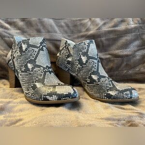 Brand new Fergalicious Snakeskin Booties, size 8